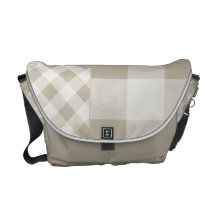 Burlap Beige Gingham Messenger Bags