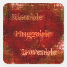 Burlap Heart Sticker (kissable, huggable,loveable)
