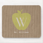 Burlap Inspired Monogram Teacher Mousepad