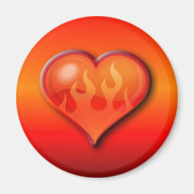 Burning Flaming Heart Fridge Magnet