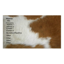 Burnt orange cowhide business card template