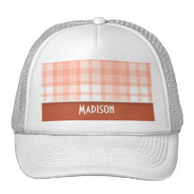 Burnt Orange, Peach Plaid Hats
