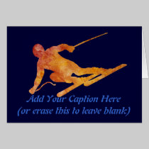 Burnt Orange Skier with Customisable Text cards