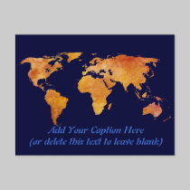 Burnt Orange World Map postcards