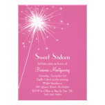 Burst of Sparkles Sweet Sixteen Invitation fuchsia