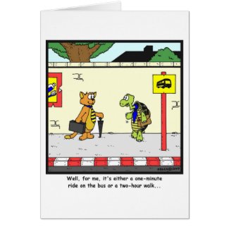 Bus Ride: Tortoise cartoon Greeting Card