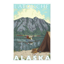 Bush Plane & Fishing - Latouche, Alaska Canvas Print
