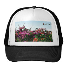 Bush With Purple Red And Orange Flowers Trucker Hats