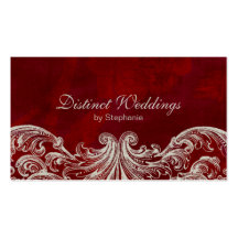 Business Card Antique Roses Wedding Planner Red