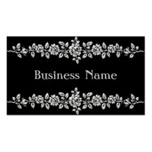 Business Card Black & Silver Roses