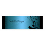 Business Card Blue Black Floral Skinny
