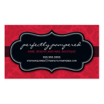 BUSINESS CARD classy flourish cherry red black
