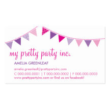 BUSINESS CARD :: cute bunting pink purple