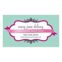 BUSINESS CARD elegant bold fuschia pink mint green