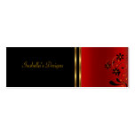 Business Card Red Black Floral Skinny