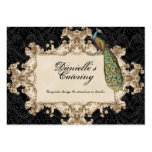 Business Cards - Black Vintage Peacock & Etchings