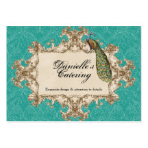 Business Cards - Teal Vintage Peacock & Etchings