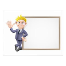 Business man and sign post cards