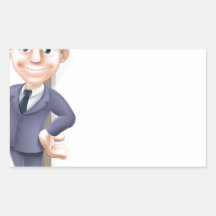 Business man and sign rectangle stickers