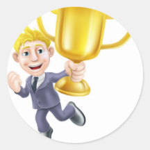 Business man winner and trophy stickers