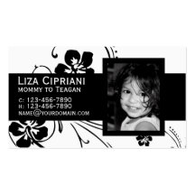 Business or Mummy Card Black Flower Design Business Cards