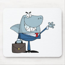 Business Shark Waving A Greeting Mouse Pads