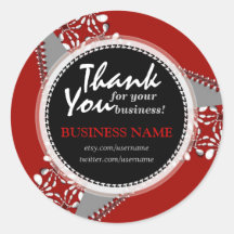Business Thank You Bold Red + Silver sticker