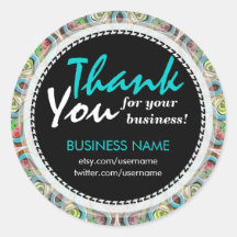 Business Thank You Tribal Pastel pattern sticker