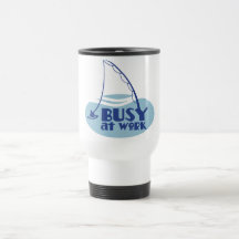 Busy at Work with fishing rod in the water Mugs