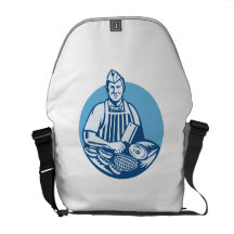 Butcher With Meat Cleaver Meat Cuts Retro Commuter Bags