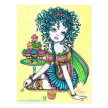 Buttercup Fairy Cup Cake Art Postcard