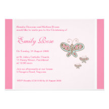 Butterflies Christening Invitations