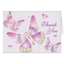 Butterflies Hearts Thank You Card