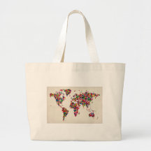 Butterflies Map of the World Map Bag