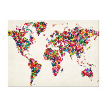 Butterflies Map of the World Map canvas prints