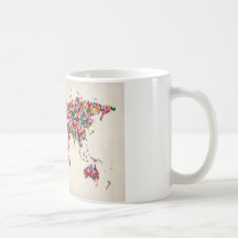Butterflies Map of the World Map Coffee Mugs