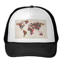 Butterflies Map of the World Map Mesh Hats
