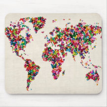 Butterflies Map of the World Map Mouse Mats