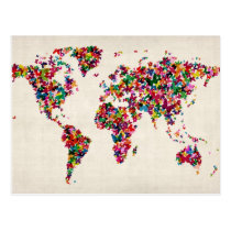 Butterflies Map of the World Map postcards