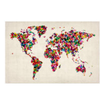 Butterflies Map of the World Map posters