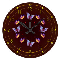 Butterflies on Chocolate Brown Clock