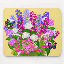 Butterflies on English Garden Bouquet Mousepad