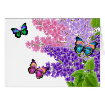 Butterflies on Lilacs Greeting Card