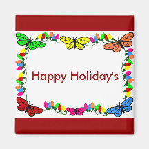 Butterflies with lights, Happy Holiday's magnet
