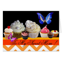 BUTTERFLIES YUMMY CUPCAKES SWEET MOTHER'S DAY GREETING CARDS