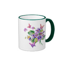 Butterfly and Flower Bouquet Mugs