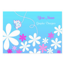 Butterfly and flowers business card template