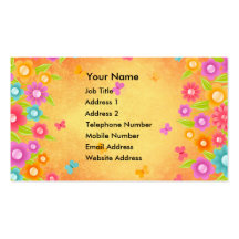 Butterfly and flowers summer orange burst business business cards