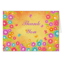 Butterfly and flowers thank you card