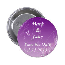Butterfly and Purple Flowers Pinback Buttons